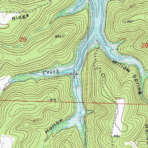Topographic Map of Grapevine Hollow, AR