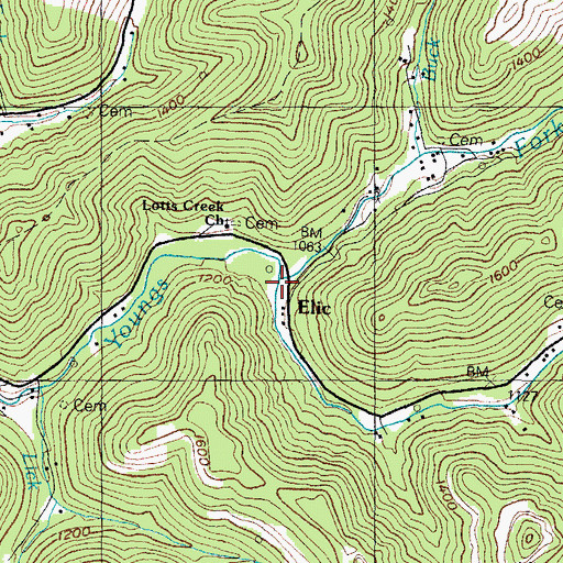 Topographic Map of Kelly Fork, KY