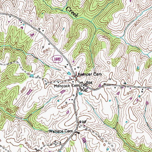 Topographic Map of Kemper Cemetery, KY