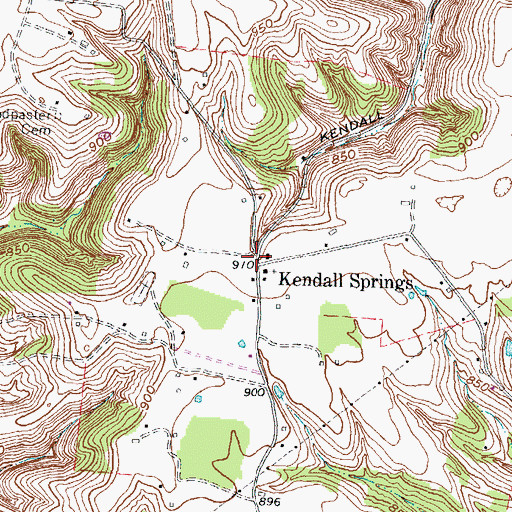 Topographic Map of Kendall Springs, KY