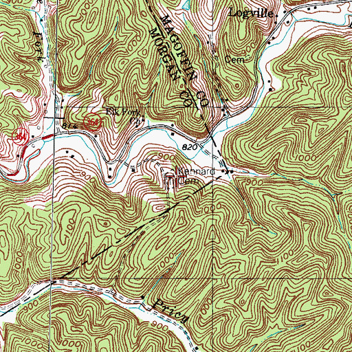Topographic Map of Kennard Cemetery, KY