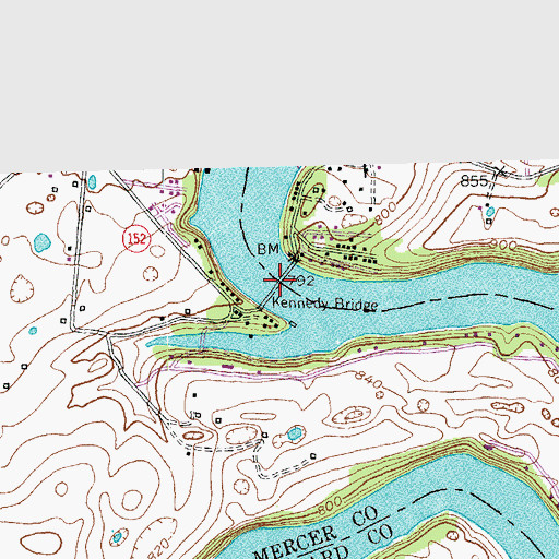 Topographic Map of Kennedy Bridge, KY