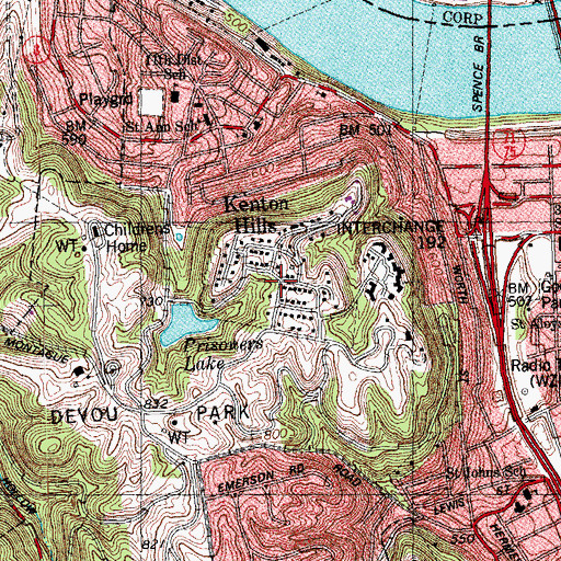 Topographic Map of Kenton Hills, KY