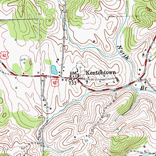 Topographic Map of Kentontown, KY