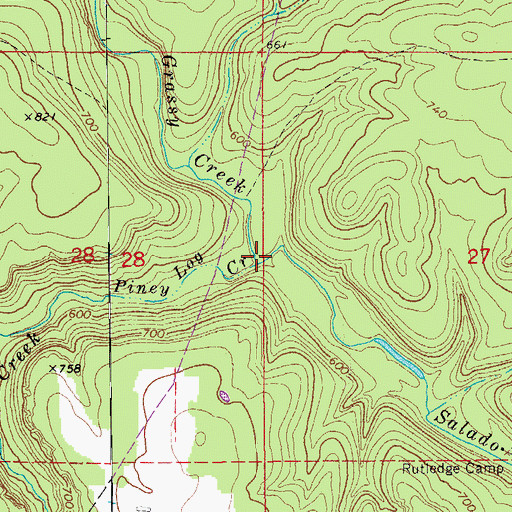 Topographic Map of Grassy Creek, AR