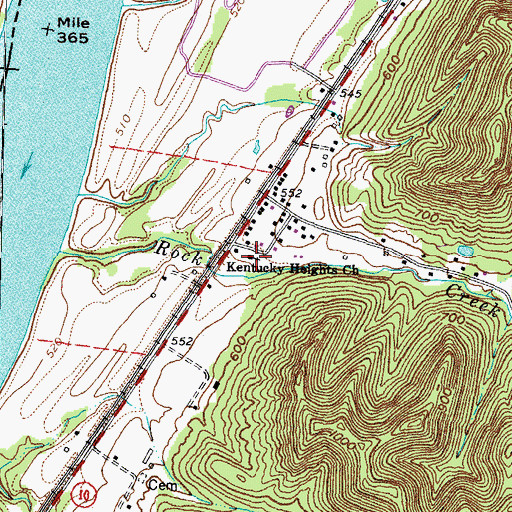 Topographic Map of Kentucky Heights Church, KY