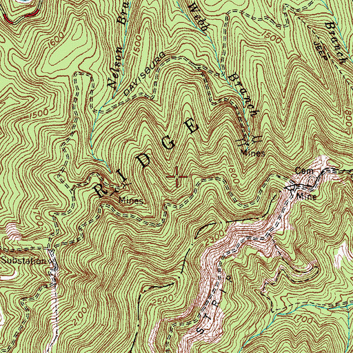Topographic Map of Kentucky Ridge State Forest, KY