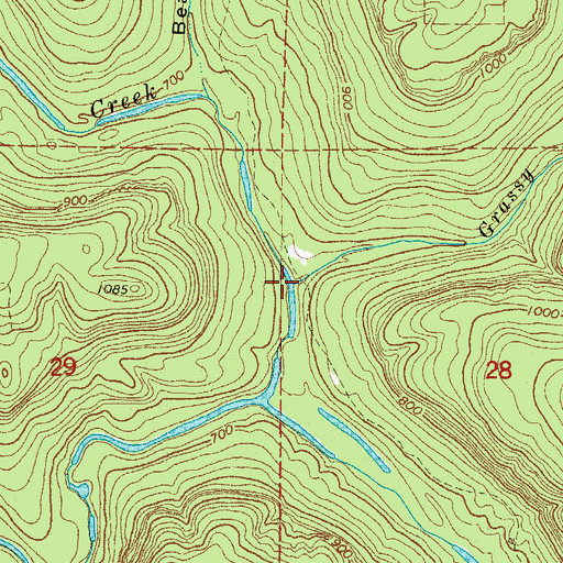 Topographic Map of Grassy Creek, AR