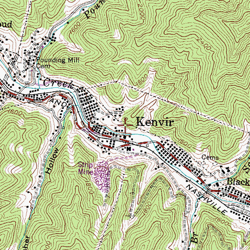 Topographic Map of Kenvir, KY