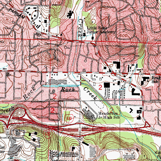 Topographic Map of Grassy Flat Creek, AR