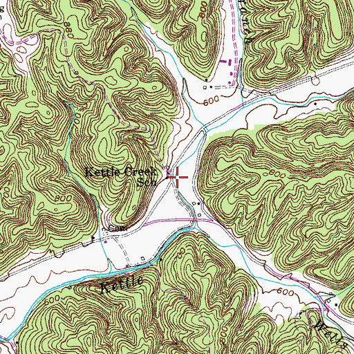 Topographic Map of Kettle Creek School, KY