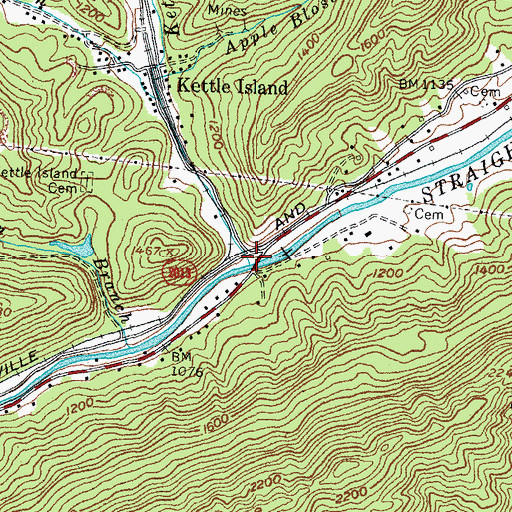 Topographic Map of Kettle Island Branch, KY