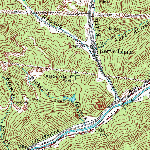 Topographic Map of Kettle Island Cemetery, KY