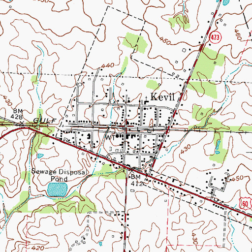 Topographic Map of Kevil, KY