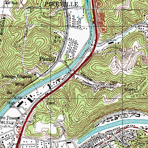 Topographic Map of Keyser Hollow, KY