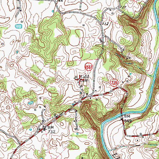 Topographic Map of Kidd Cemetery, KY
