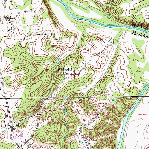Topographic Map of Kidwell Cemetery, KY