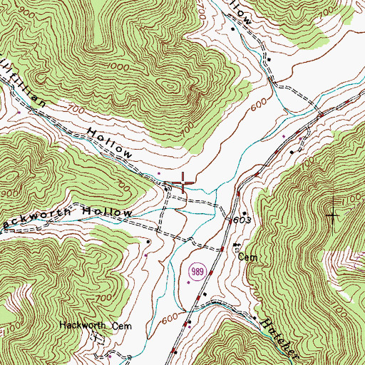 Topographic Map of Killfillian Hollow, KY