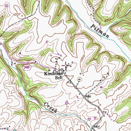 Topographic Map of Kindness School, KY