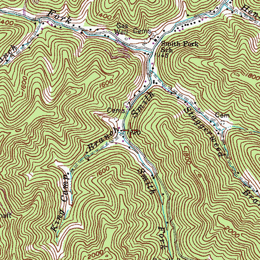 Topographic Map of King Camp Branch, KY
