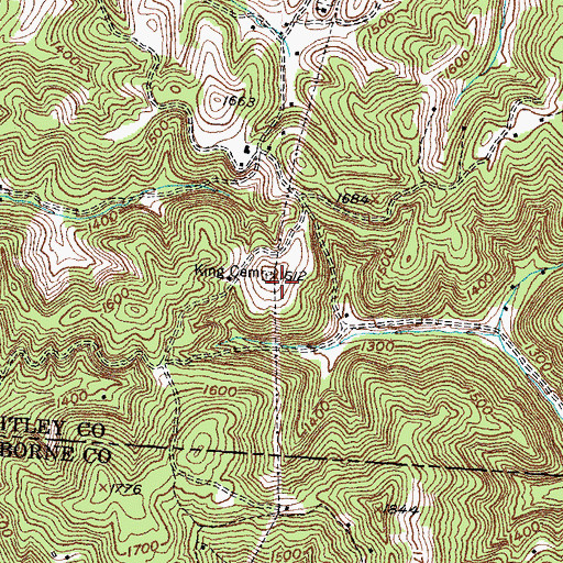 Topographic Map of King Cemetery, KY