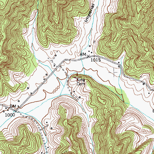 Topographic Map of King Cemetery, KY
