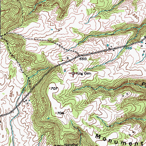 Topographic Map of King Cemetery, KY