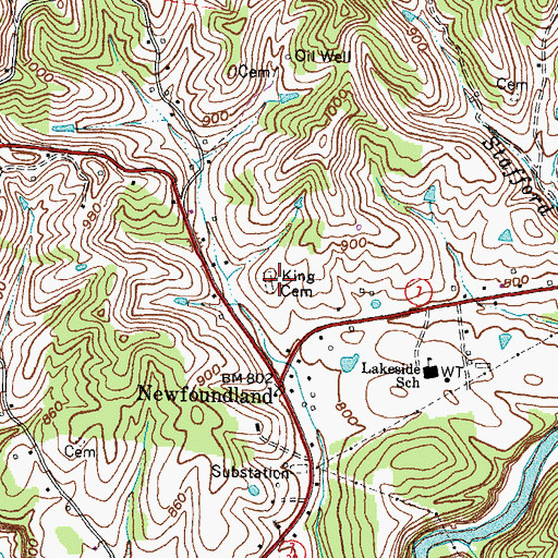 Topographic Map of King Cemetery, KY