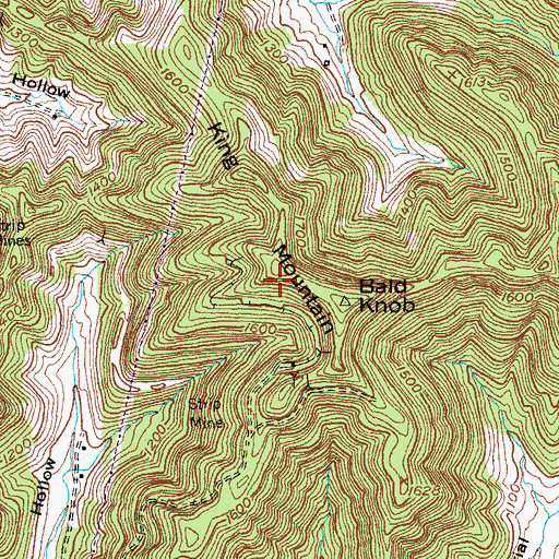 Topographic Map of King Mountain, KY