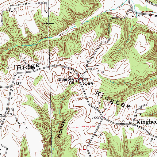 Topographic Map of Kingbee Church, KY