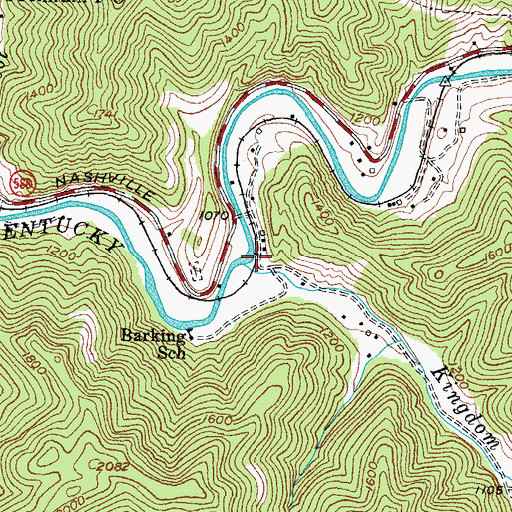 Topographic Map of Kingdom Come Creek, KY