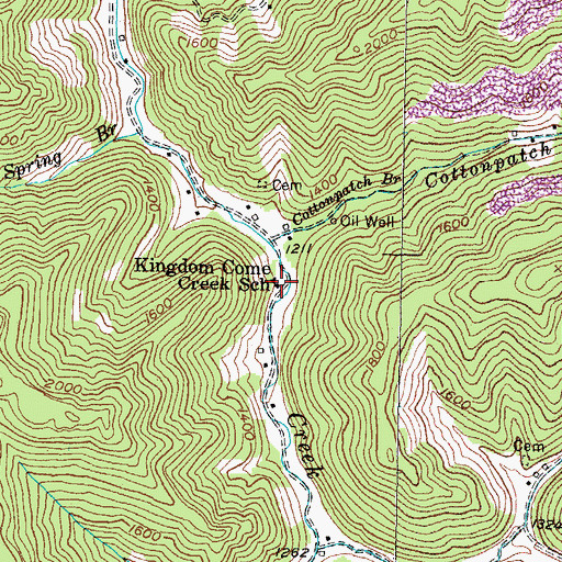 Topographic Map of Kingdom Come Creek School, KY
