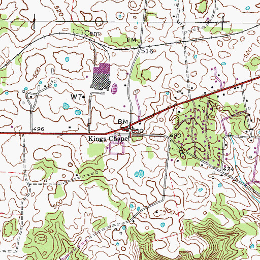 Topographic Map of Kings Chapel, KY