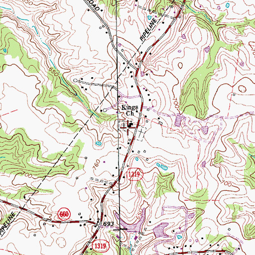 Topographic Map of Kings Church, KY
