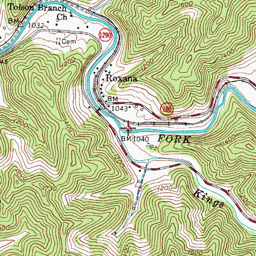 Topographic Map of Kings Creek, KY