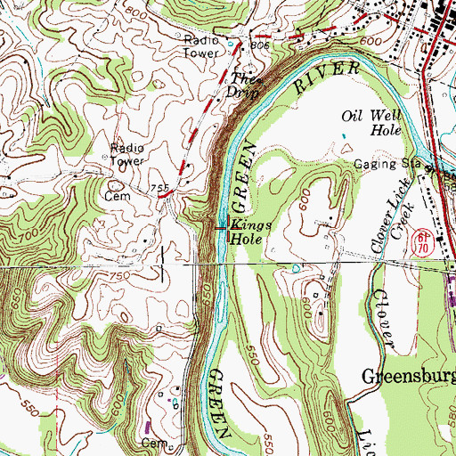 Topographic Map of Kings Hole, KY