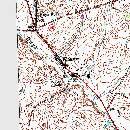 Topographic Map of Kingston, KY