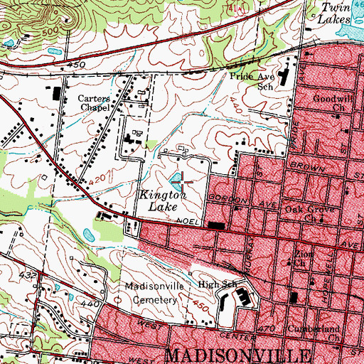 Topographic Map of Kington Lake (historical), KY