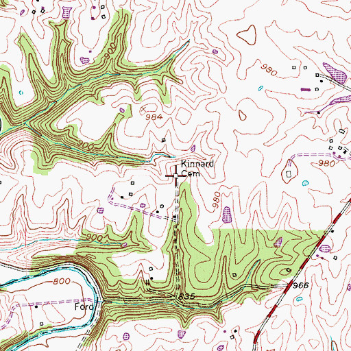 Topographic Map of Kinnard Cemetery, KY