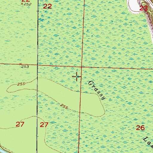 Topographic Map of Grassy Lake, AR