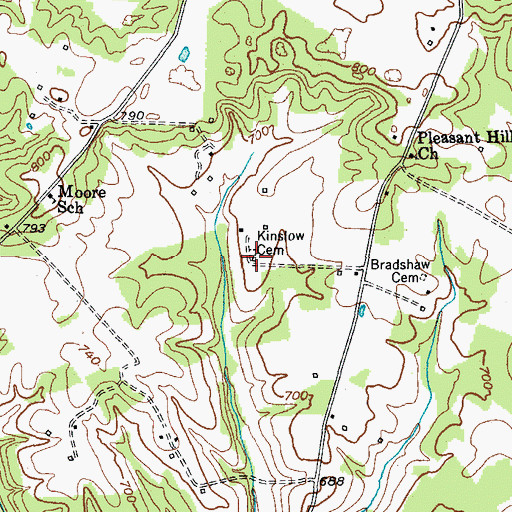 Topographic Map of Kinslow Cemetery, KY