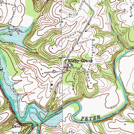 Topographic Map of Kirby Grove Church, KY