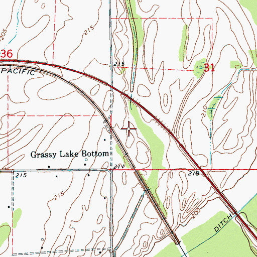 Topographic Map of Grassy Lake Bottom, AR