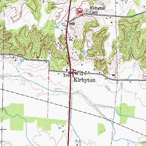 Topographic Map of Kirbyton, KY