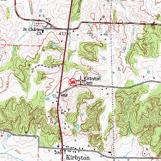 Topographic Map of Kirbyton Cemetery, KY