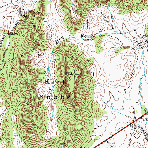 Topographic Map of Kirk Knobs, KY