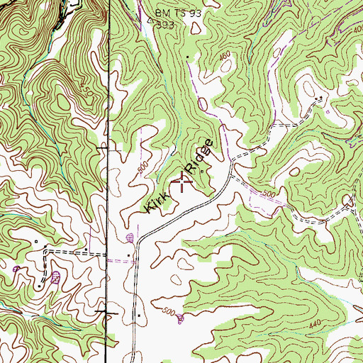 Topographic Map of Kirk Ridge, KY