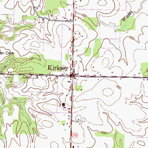 Topographic Map of Kirksey, KY