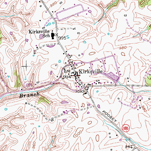 Topographic Map of Kirksville, KY