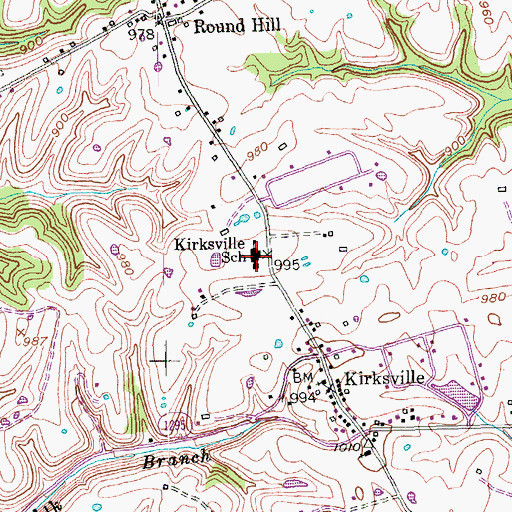 Topographic Map of Kirksville Elementary School, KY